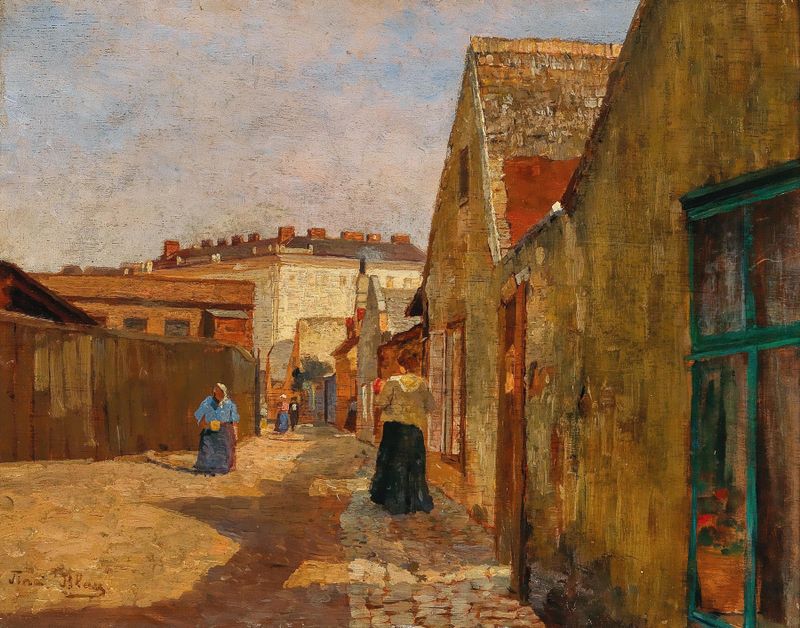 Paisaje de A Dead-End Street in Vienna-Erdberg de Tina Blau, óleo sobre lienzo