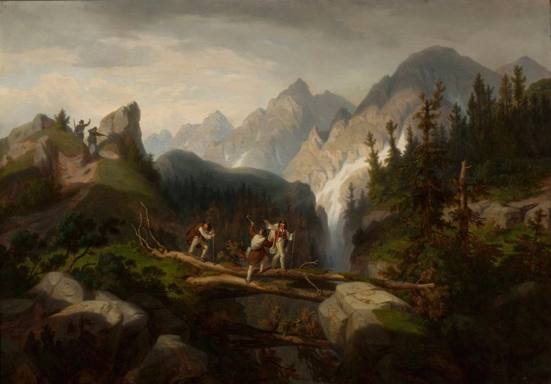 Smugglers in the Tatra Mountains, óleo sobre lienzo de Alfred Schouppé