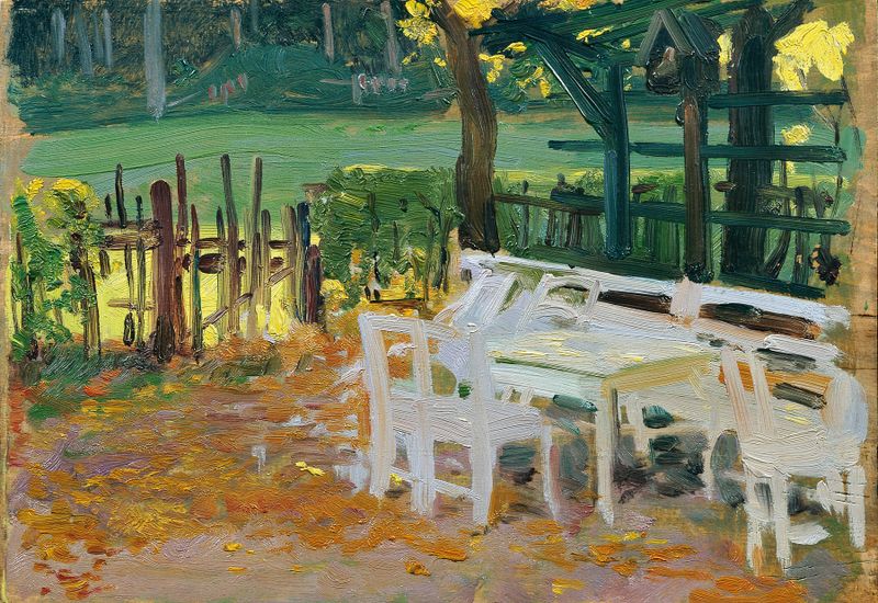 Landscape featuring a garden and wooden fence by Otto Friedrich
