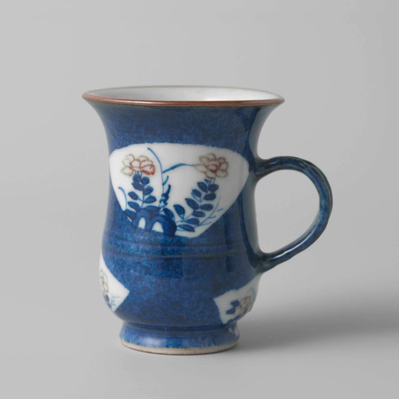 Xícara de cerâmica em forma de sino com painéis azul em pó de artista desconhecido