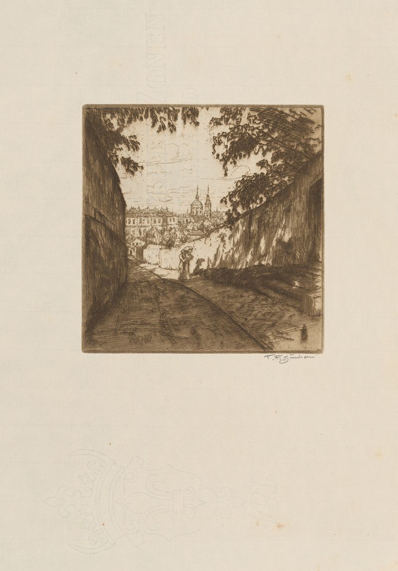 Vlašská Street at the foot of the Petřín, oil on canvas by Tavík František Šimon