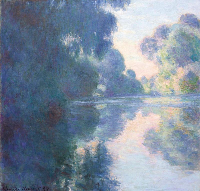 Paisaje del río Sena por Claude Monet, pintura al óleo