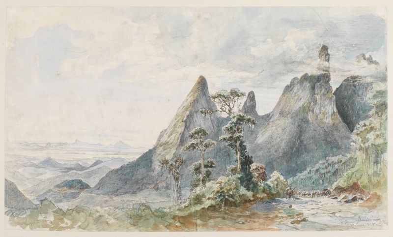 Landscape of Orgelgebirge mountains, oil painting by Ferdinand Keller