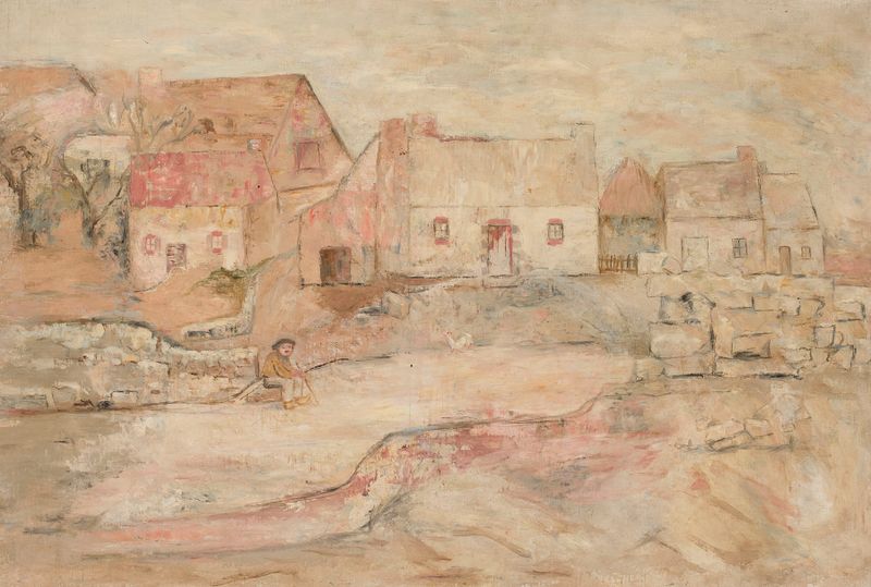 Pejzaż bretoński z siedzącym człowiekiem by Tadeusz Makowski, oil painting