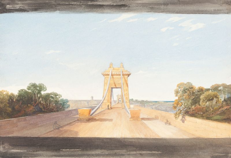 Clifton Suspension Bridge near Bristol, óleo sobre tela de Rev. James Bulwer