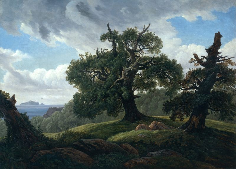 Memory of a Wooded Island in the Baltic Sea, oil on canvas by Carl Gustav Carus depicting a tranquil landscape.