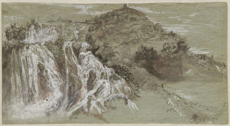 The Waterfalls at Tivoli, oil painting by Franz Joachim Beich, depicting cascading water and lush foliage.