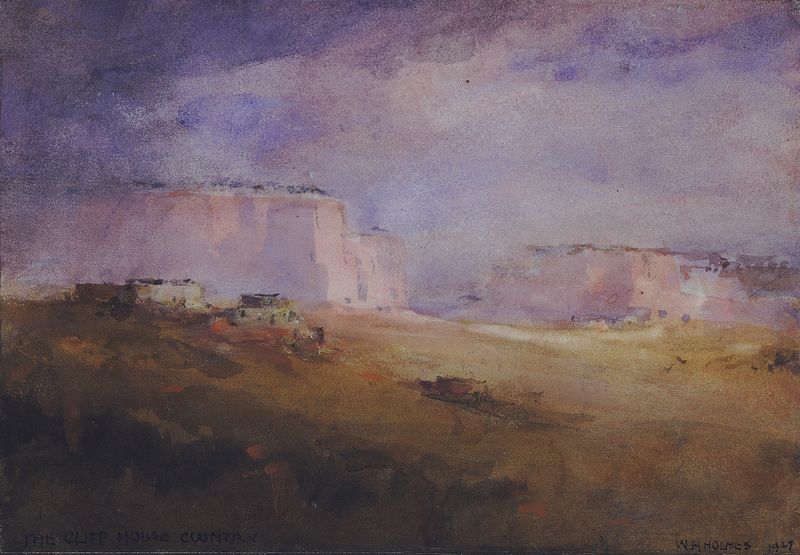 Paisaje de acantilados y océano por William Henry Holmes, 1929, Modernismo