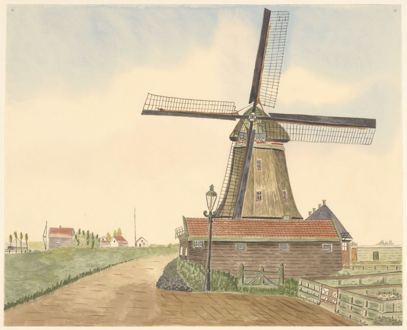 Landscape featuring an oil mill by Johannes Nicolaas Eijman, oil painting