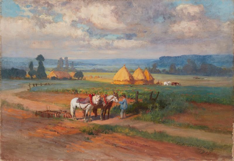 Landscape of rolling hills and sky by Frederick Arthur Bridgman, oil painting