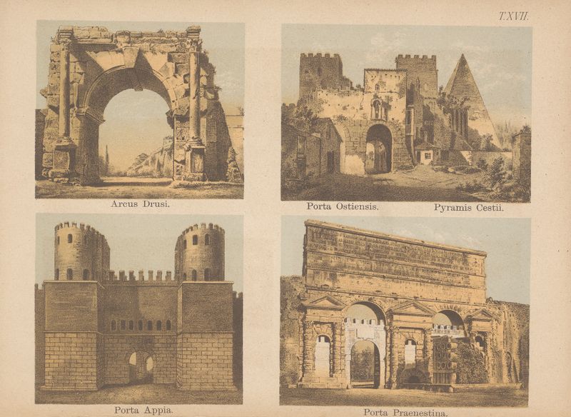 Engraving by Christoph Ziegler depicting ancient architecture with arches and light play.