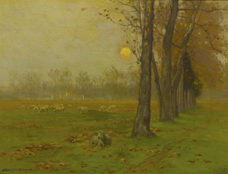 End of Day (‘The Dying Years’) by Carleton Wiggins, oil painting depicting a serene twilight landscape.