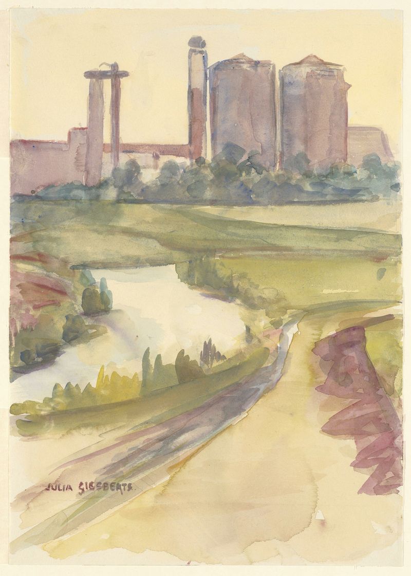 Landscape by Julia Giesberts, expressionism, depicting vibrant hues and frenetic brushwork
