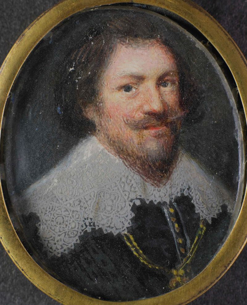 Retrato de um homem em robes escuras, 1635, pergaminho de Unknown Artist