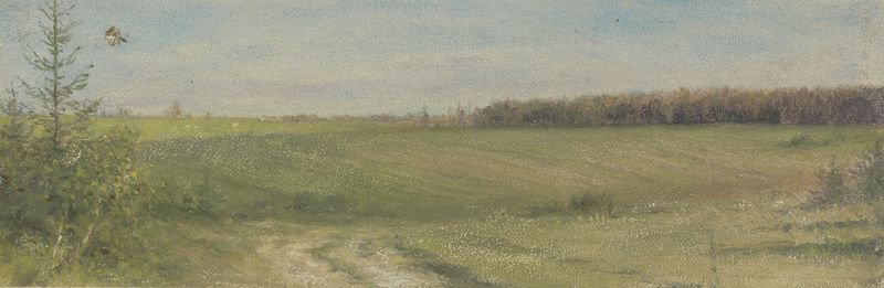 Green field landscape by Wilhelm Amandus Beer, oil painting capturing vibrant greens and light.