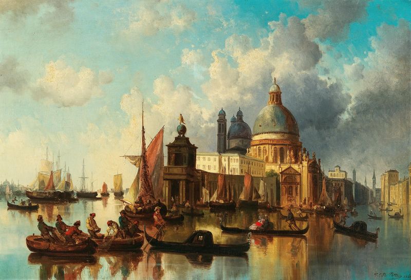 Venice, Santa Maria della Salute by Josef Carl Berthold Püttner, oil painting