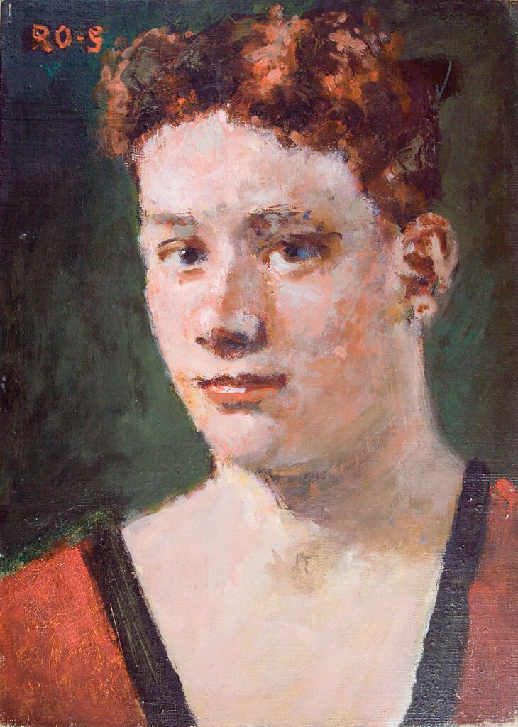 Retrato de un joven en una toga roja, pintura al óleo de Denman Waldo Ross