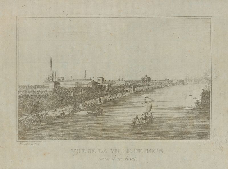 Vista de paisagem de Bonn com rio, criada por David Cranz em um meio desconhecido.