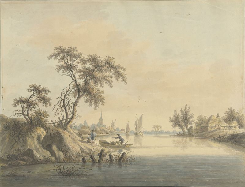 Paisagem da vila de Elst por Nicolaas Wicart, óleo sobre tela