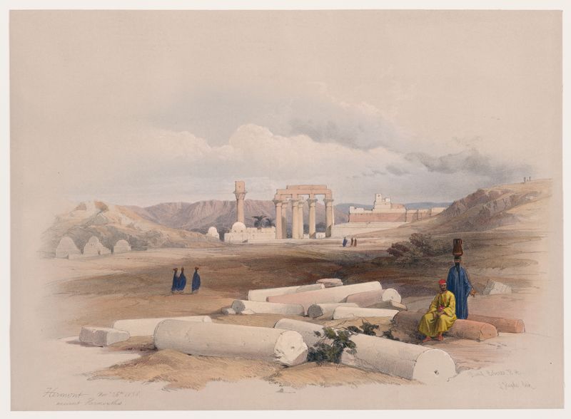 Paisaje de ruinas antiguas a la luz del sol, óleo sobre lienzo de David Roberts