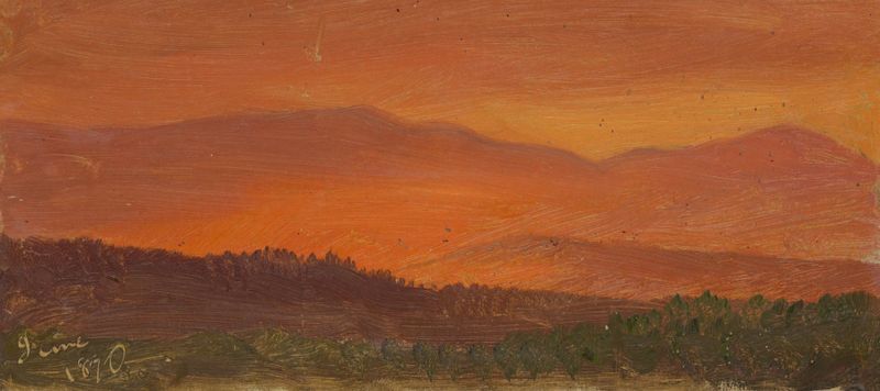 Hudson Valley and Distant Mountains at Sunset, oil on canvas by Frederic Edwin Church