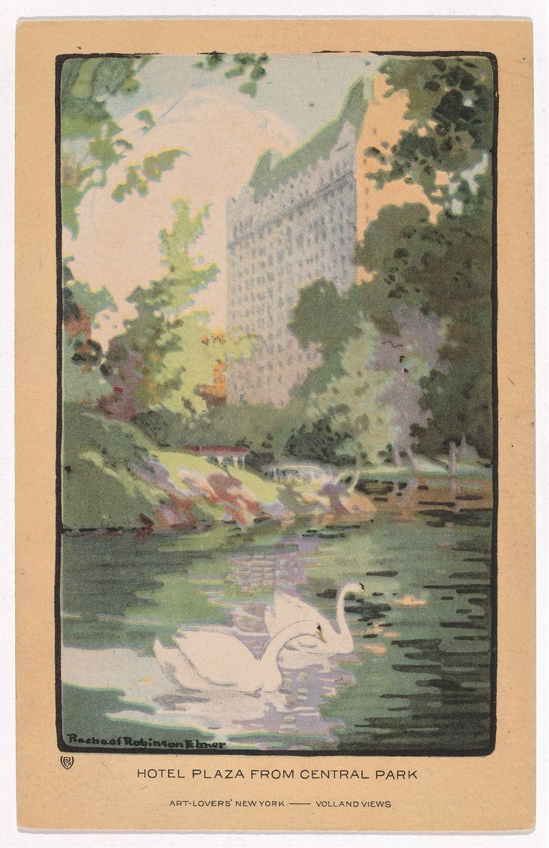 Hotel Plaza from Central Park, watercolor on paper by Rachael Robinson Elmer