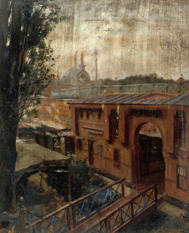 Les bains Deligny, au quai d’Orsay by Victor Marec, Impressionism, depicting figures enjoying the Seine.