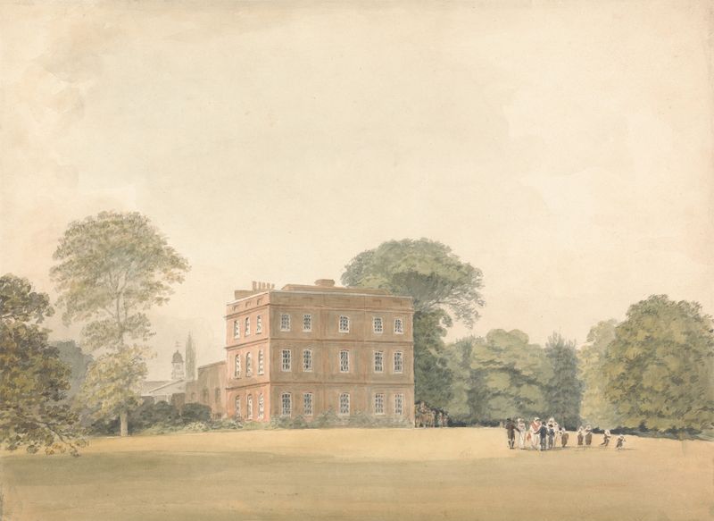 Vista Lateral de Ayot House, arquitectura de Samuel Davis, medio desconocido