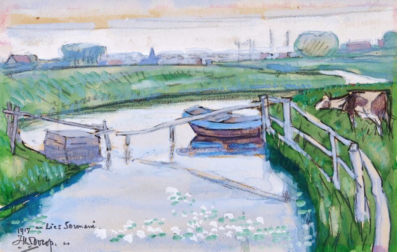De greppel by Jan Toorop, depicting a lush ditch landscape in an unknown medium.