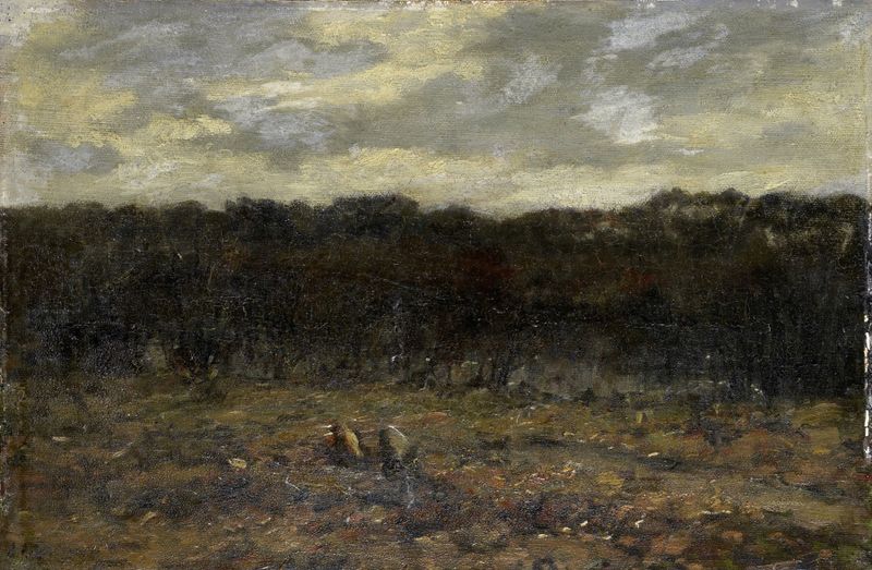 Pintura a óleo de Jan Adam Zandleven mostrando uma menina em um prado com grama macia e um vestido branco.