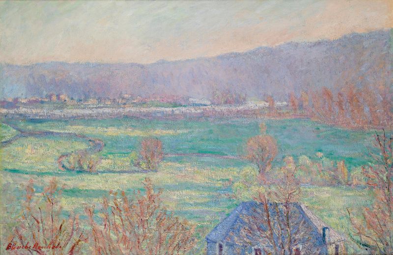 La Maison Bleue Aux Environs De Giverny, oil on canvas by Blanche Hoschedé-Monet