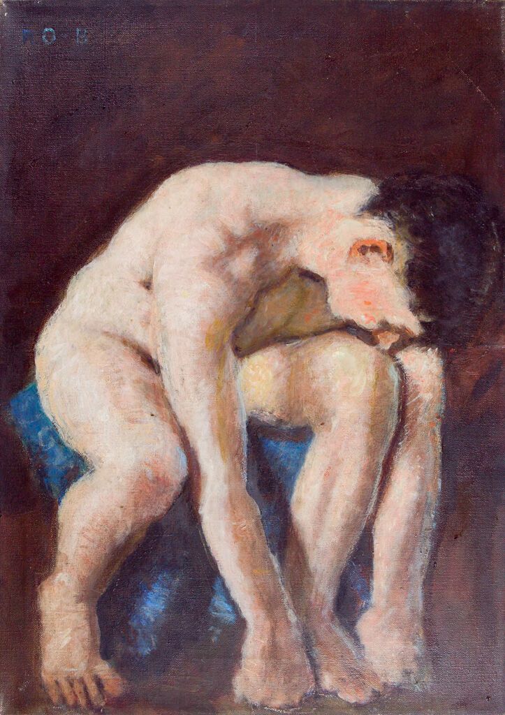 Retrato de un hombre con una mirada penetrante, pintura al óleo de Denman Waldo Ross