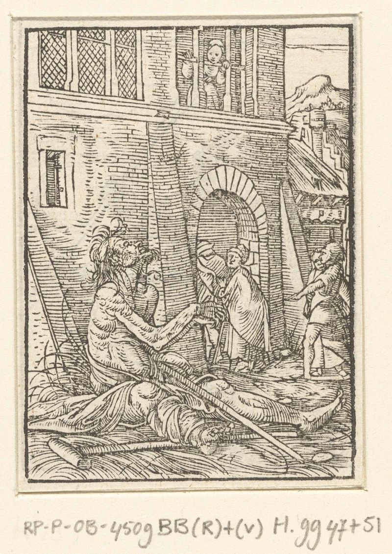 Representación figurativa de un mendigo por Hans Holbein II, medio en papel