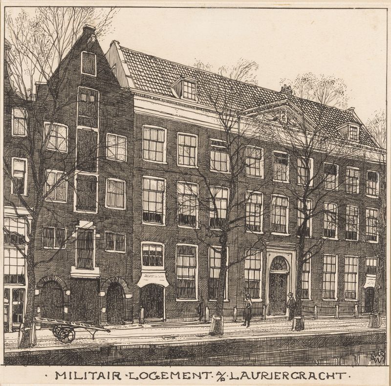 Arquitetura de Militair logement aan de Lauriergracht te Amsterdam de Willem Wenckebach, óleo sobre tela