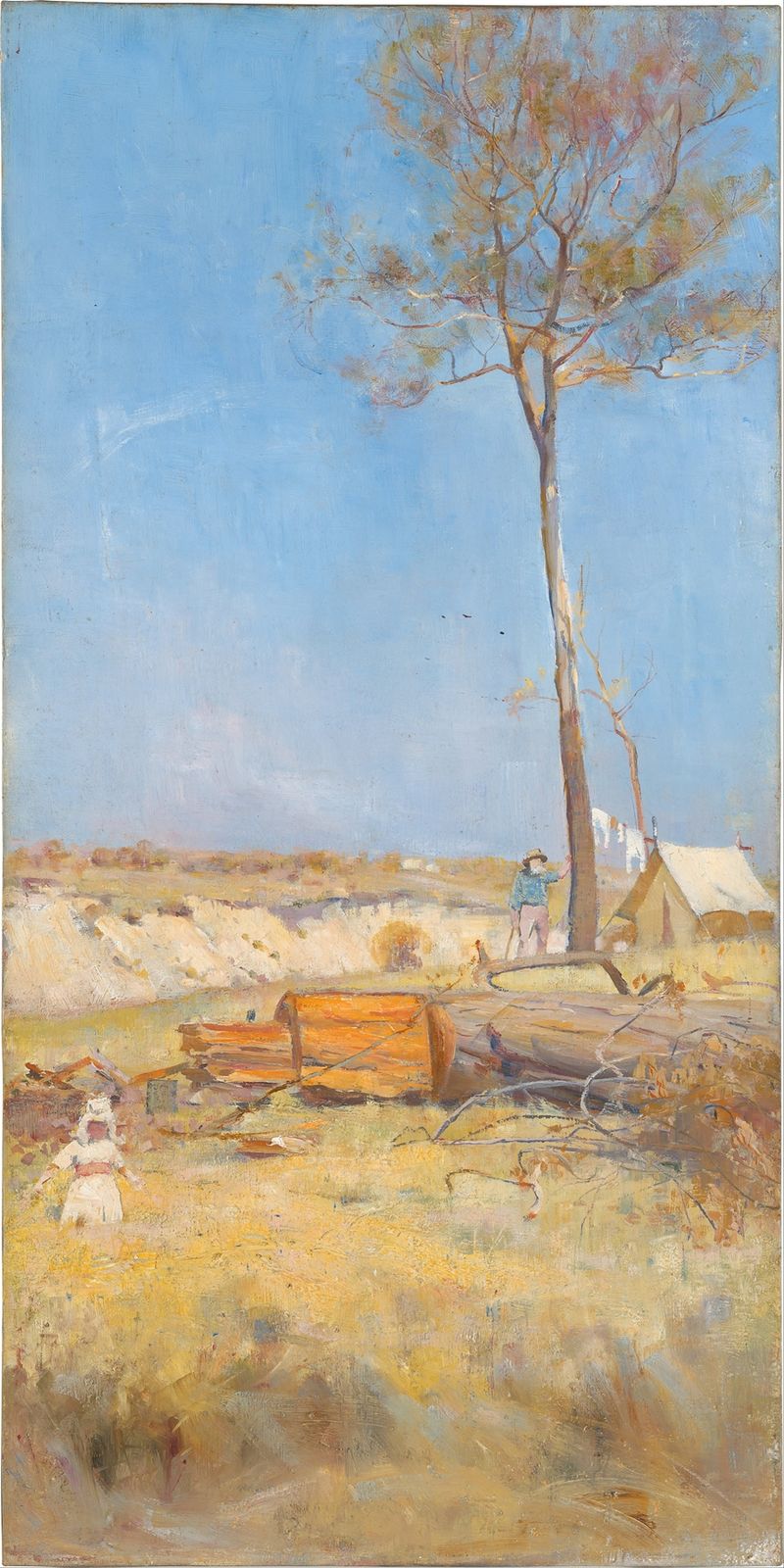 Genre scene depicting men under trees in sunlight by Charles Conder, oil painting