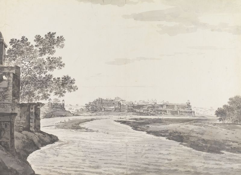 Drawing by William Hodges depicting a serene landscape, 1780-1788