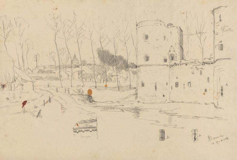 desenho a tinta de Beersel château por Jean-François Taelemans