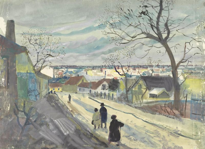 Paisagem de Ober St. Veit, óleo sobre tela de Oskar Laske