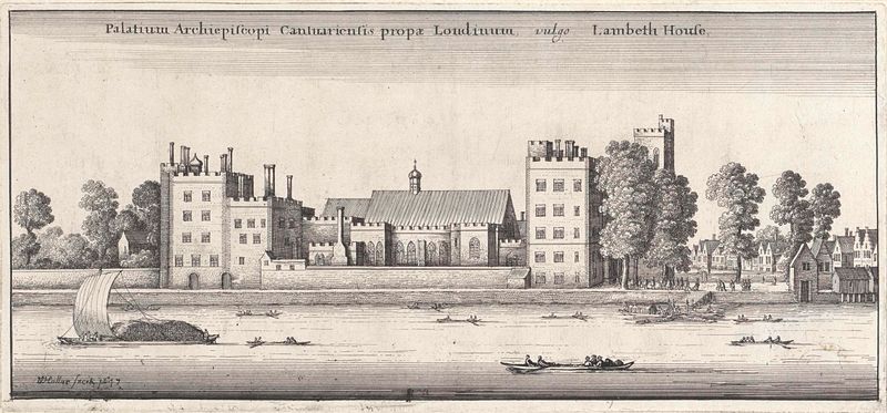 Gravura de Lambeth Palace por Wenceslaus Hollar, vista do Tâmisa