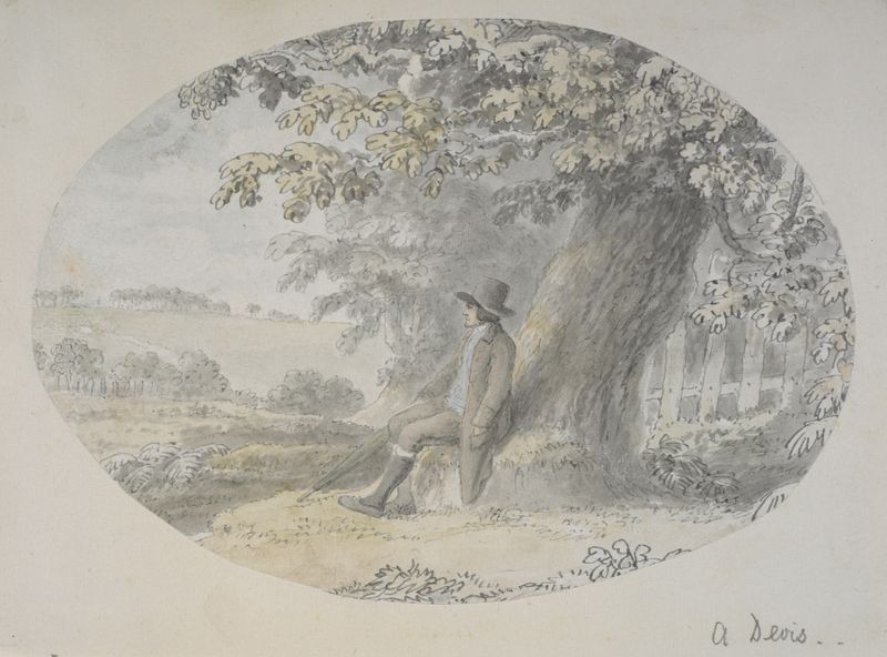 Rococo landscape with a seated man, by Anthony Devis