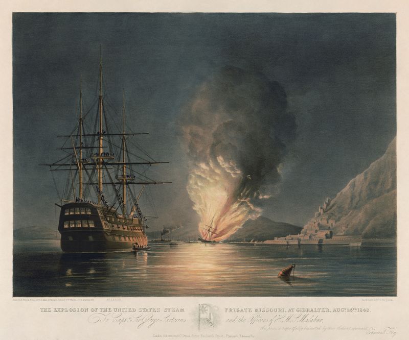 The Explosion of the United States Steam Frigate Missouri by Edward Duncan, medium unknown