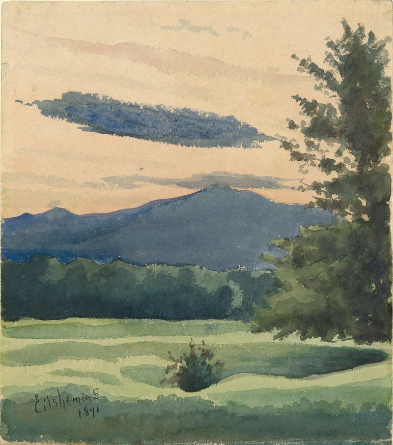 Green Meadow by Louis Michel Eilshemius, oil on canvas depicting a lush landscape.