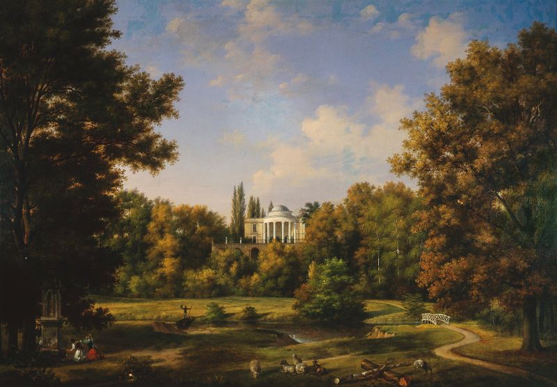 View of the Natolin Palace, Romanticism, by Wincenty Kasprzycki