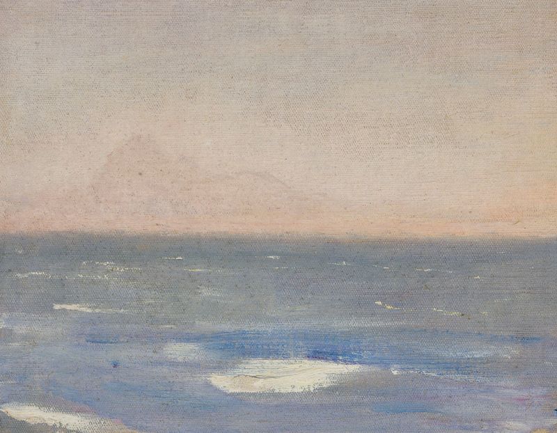 The Red Sea de Jan Ciągliński, pintura a óleo que retrata um pôr do sol sobre o mar