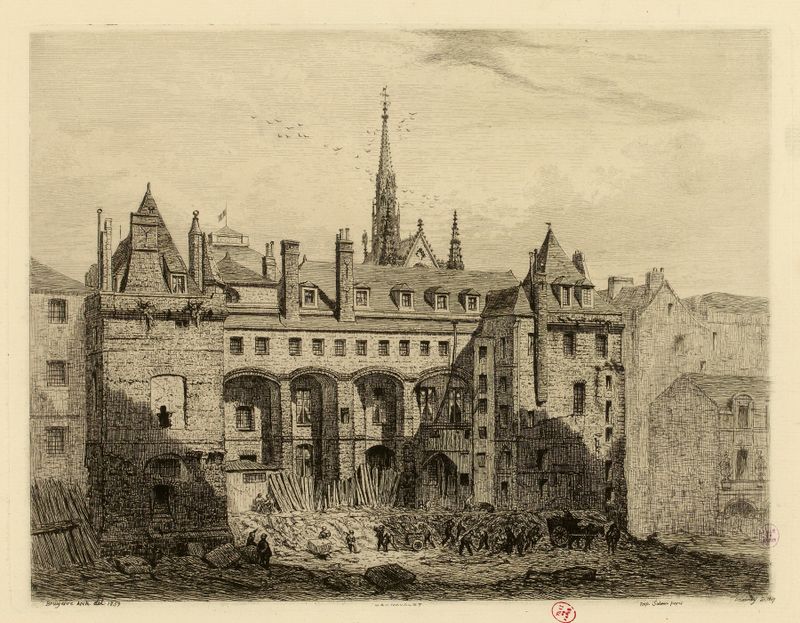 Cour Lamoignon ou St-Martin au Palais de Justice, oil on canvas by Alfred Alexandre Delauney