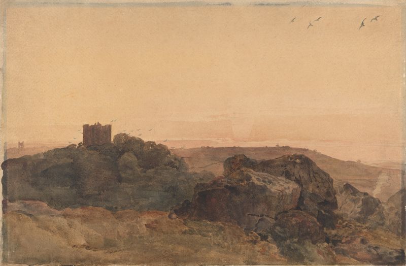 Bolton Castle landscape by Peter DeWint, depicting ruins and nature in an unknown medium