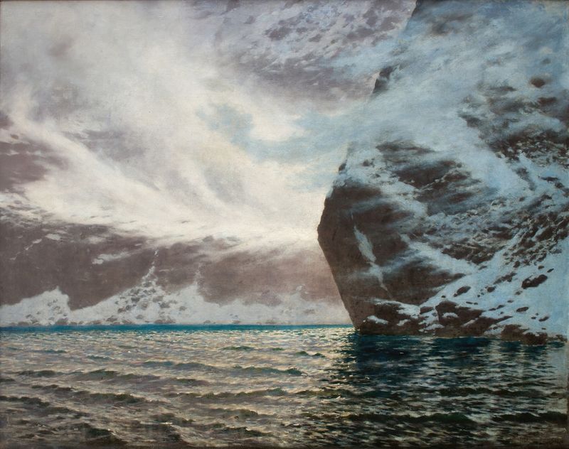 Czarny Staw (The Blake Lake) – Blizzard by Stanisław Witkiewicz, oil on canvas depicting a snowy lake and mountains.