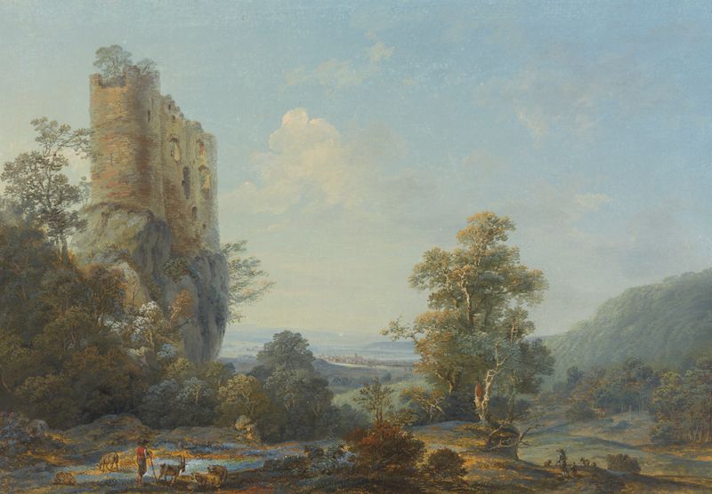 Paisagem com Schloss Reichenstein de Johann Baptist Stuntz, meio desconhecido