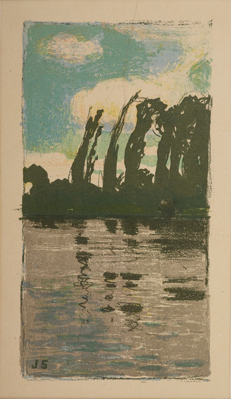 Paisaje de álamos por Jan Stanisławski, pintura al óleo