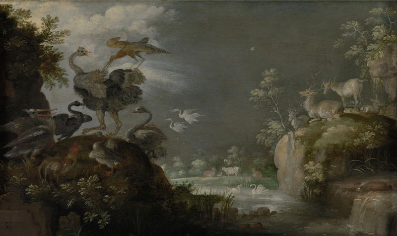 Landscape with animals, oil painting by Roelant Savery